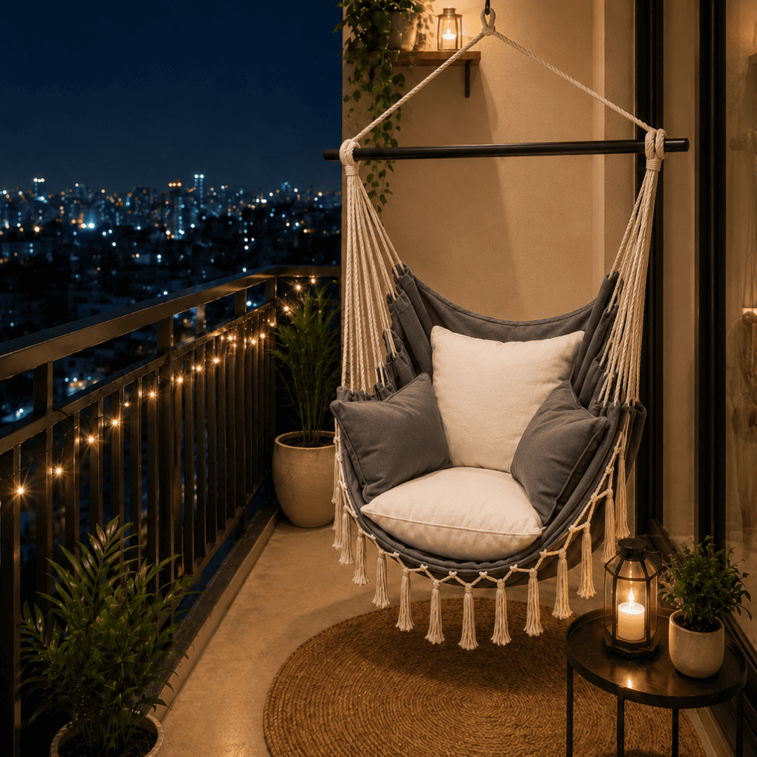 Boho Hammock Chair with Cushion - Transform Your Space in Just 30 Minutes - (100 cm × 130 cm)