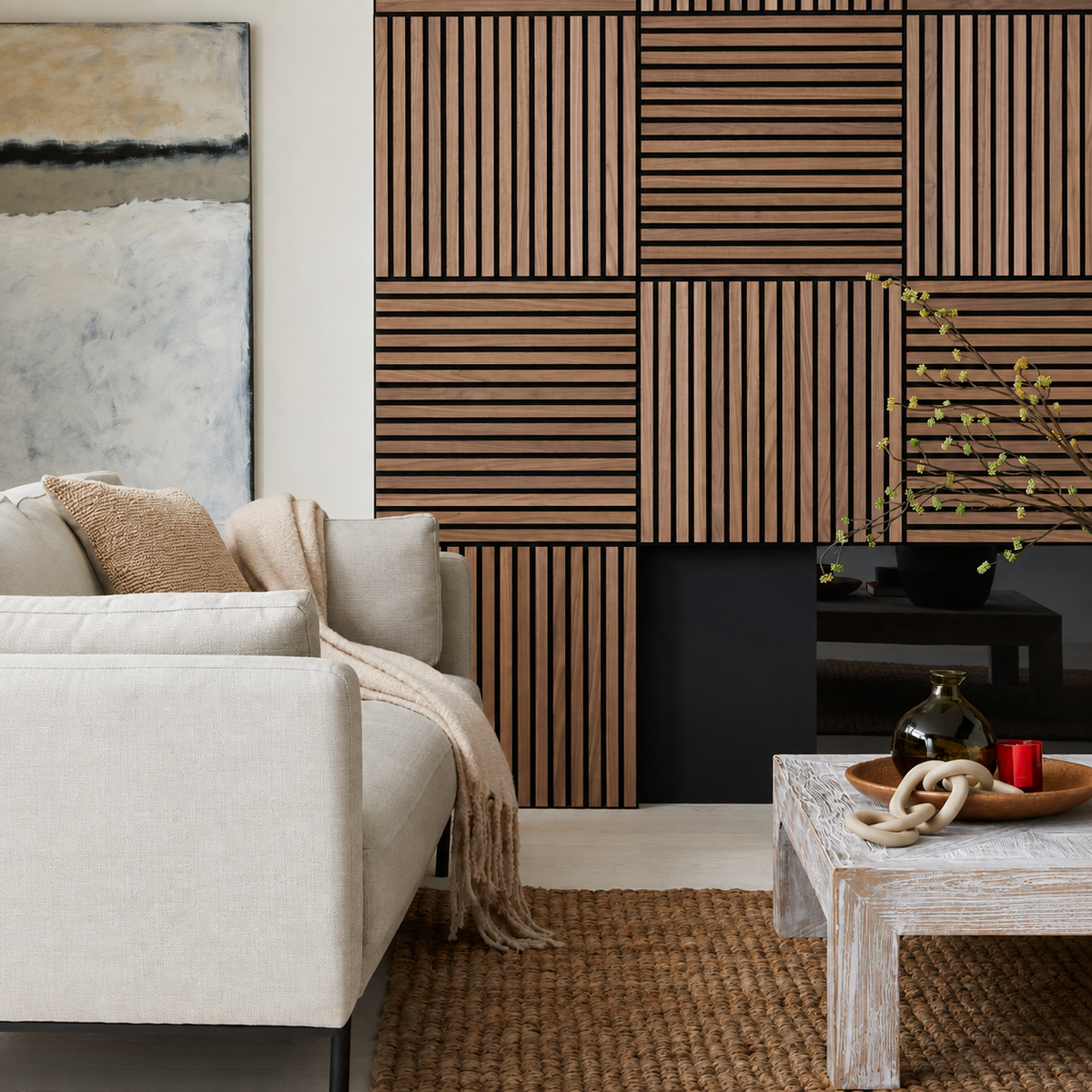 Acoustic Wood Wall Panel – Transform Your Space in Just 30 Minutes – (70 cm x 70 cm)