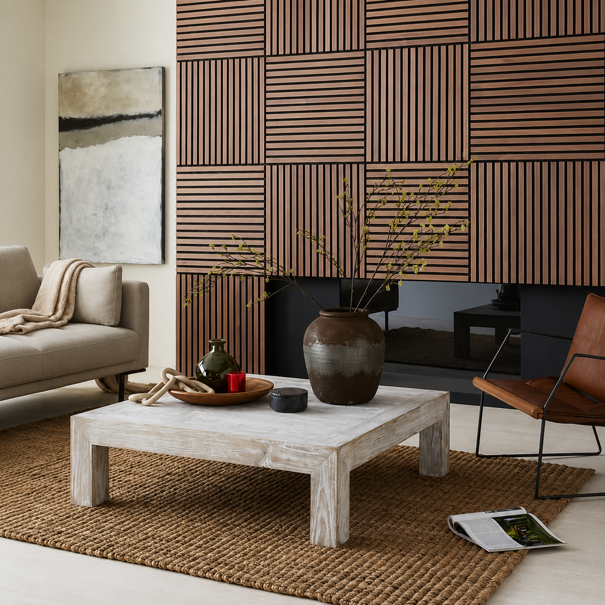 Acoustic Wood Wall Panel – Transform Your Space in Just 30 Minutes – (70 cm x 70 cm)