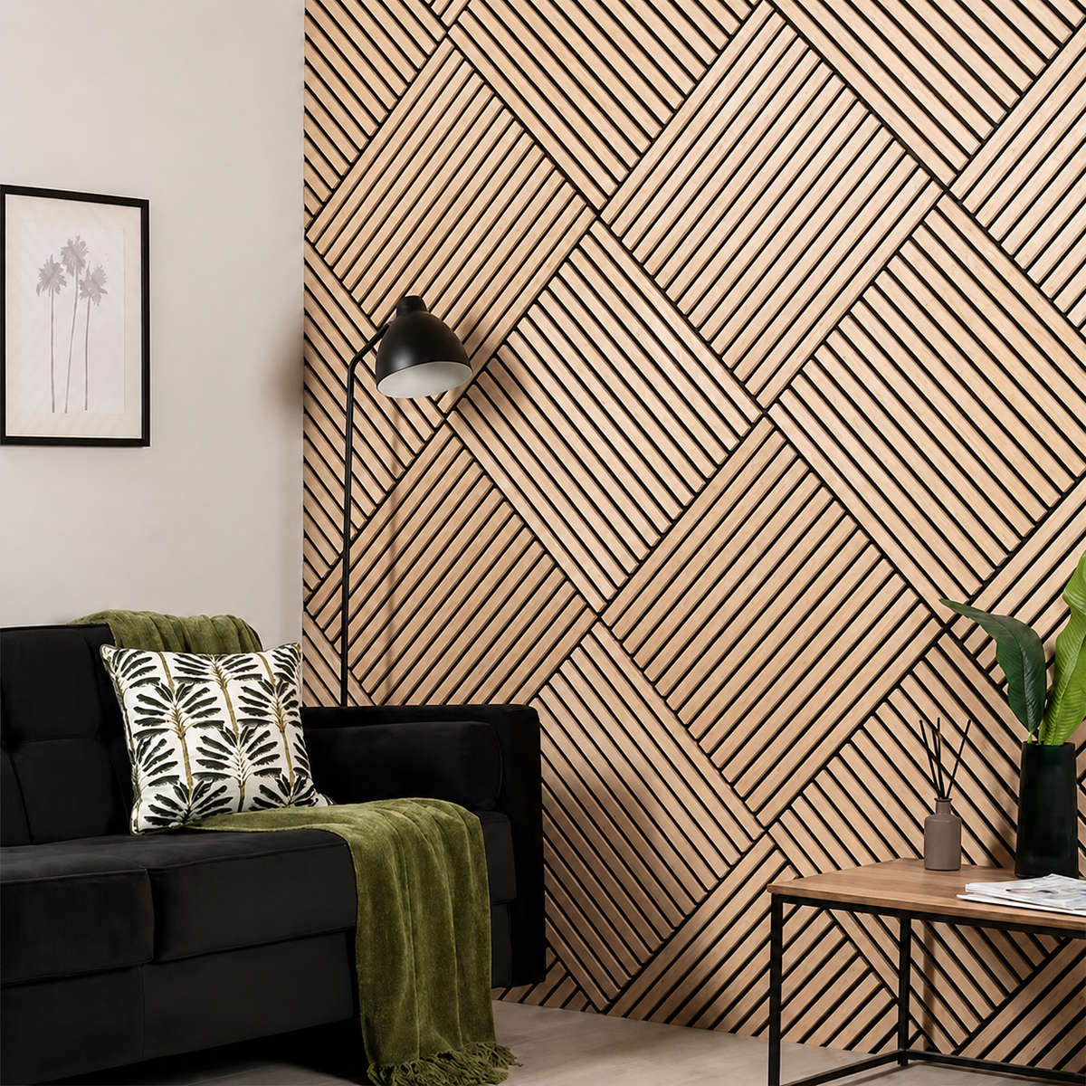 Acoustic Wood Wall Panel – Transform Your Space in Just 30 Minutes – (70 cm x 70 cm)